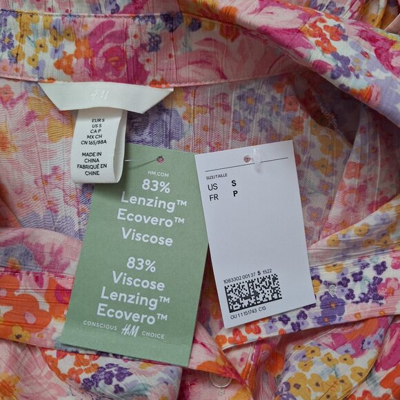 H&M Bright Floral Button Down Shirt NWT - Picture 6 of 11